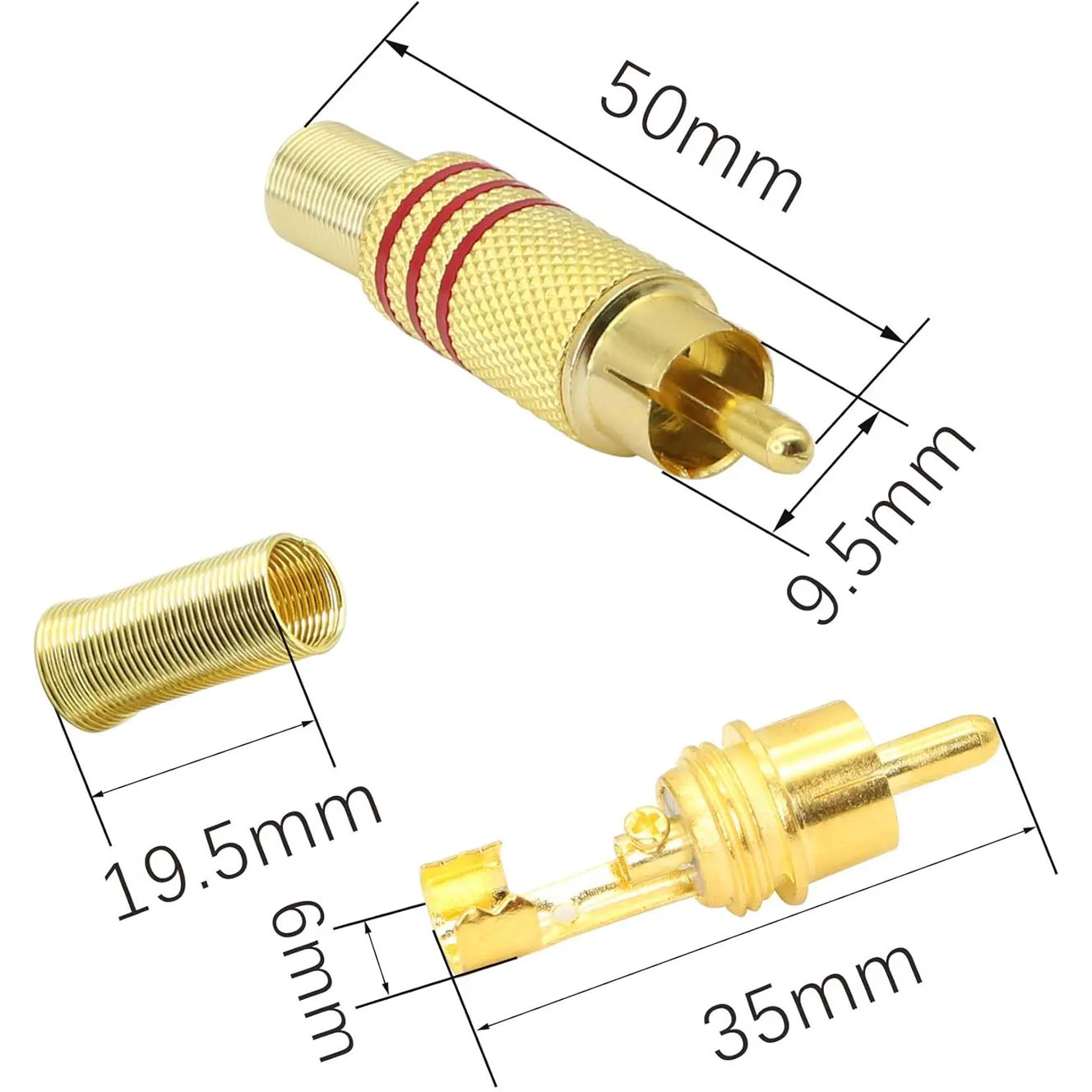 4PCS RCA Plug Gold Plated Sold - đánh giá và giá Video Home Cinema